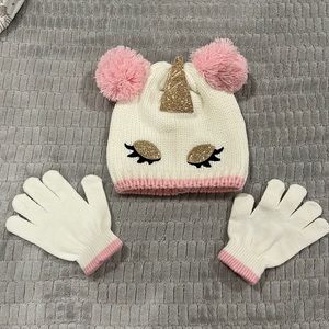 Glitter Unicorn Beanie and Gloves